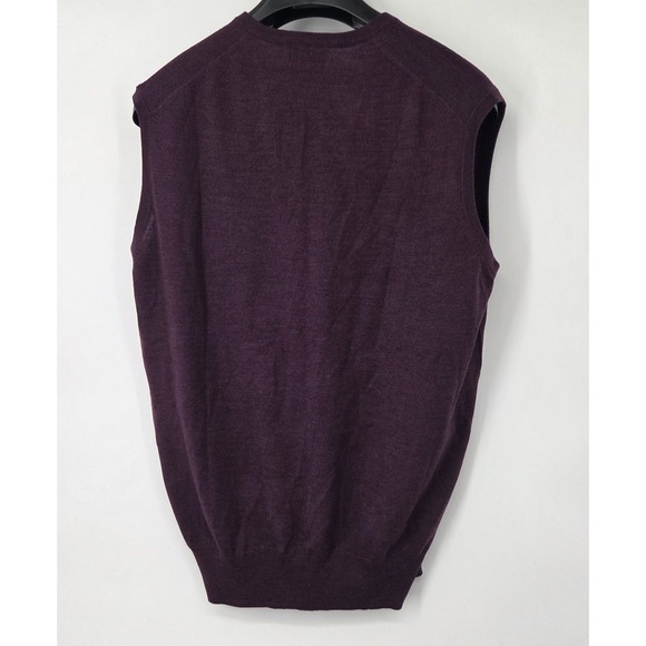 VINTAGE Alan Paine Men Purple Merino Wool V-Neck Sweater Vest England Size 46 XL - Picture 3 of 8